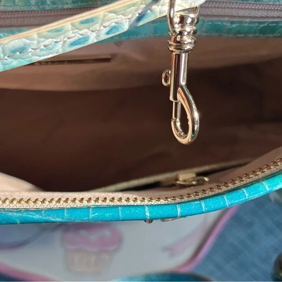 Brahmin Teal to Cream Ombre Croc-Embossed Tote with Dust bag and incert - Picture 10 of 16